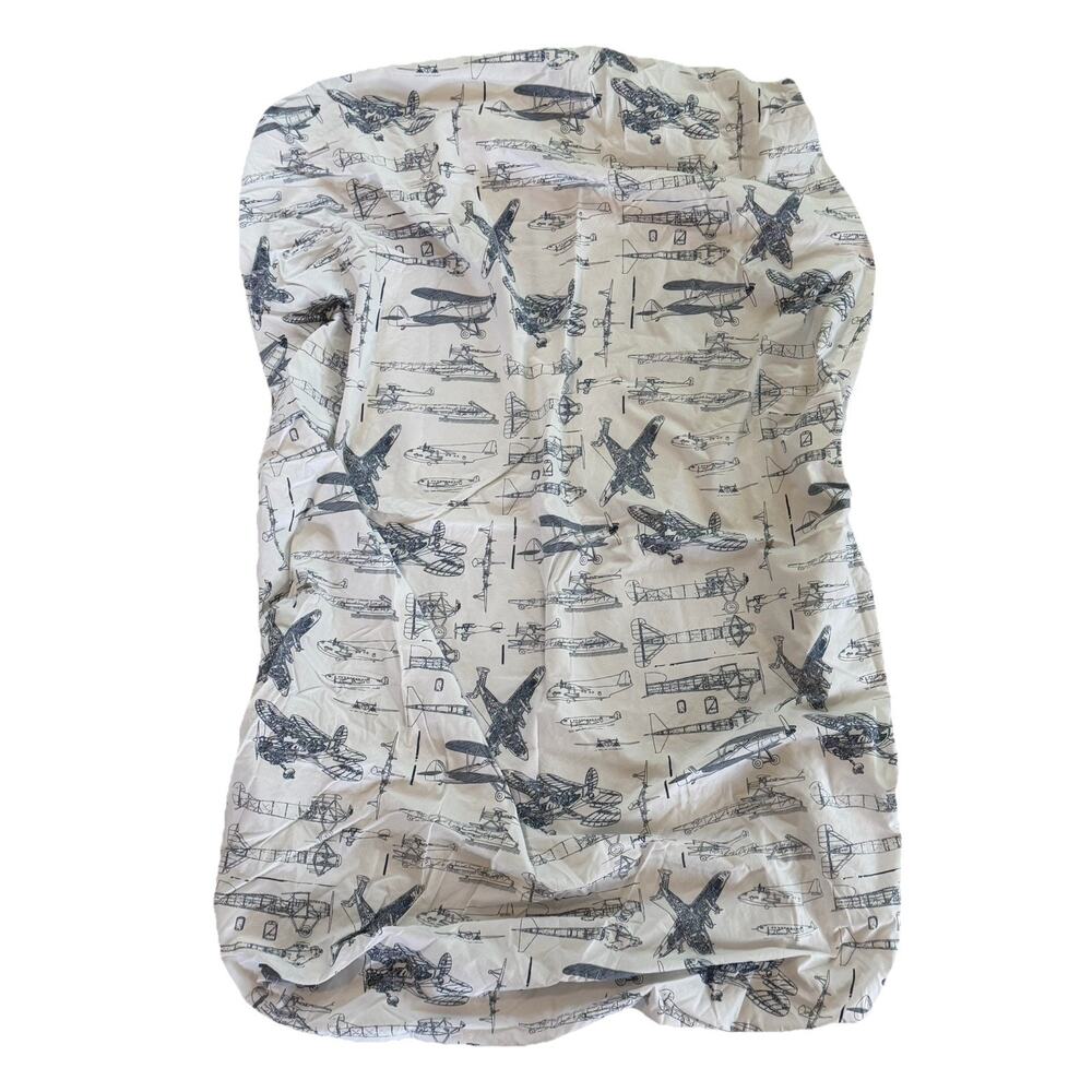 Restoration Hardware Baby & Child Airplane Blueprint Sketch Crib Fitted Sheet